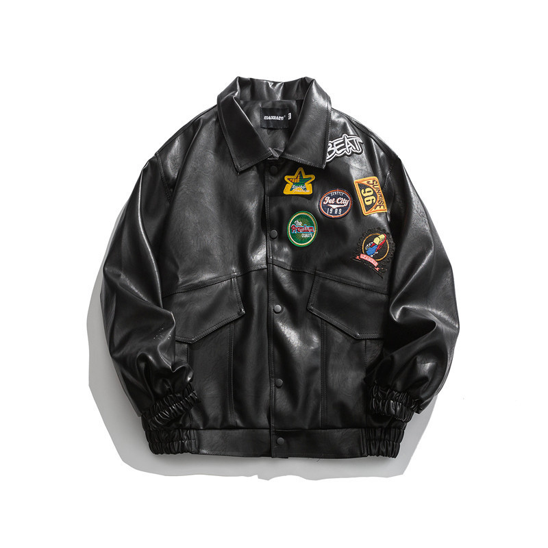  Autumn New Men's Jacket Japanese Original Ins Trend Retro Motorcycle Pu Leather Jacket Men's Trend