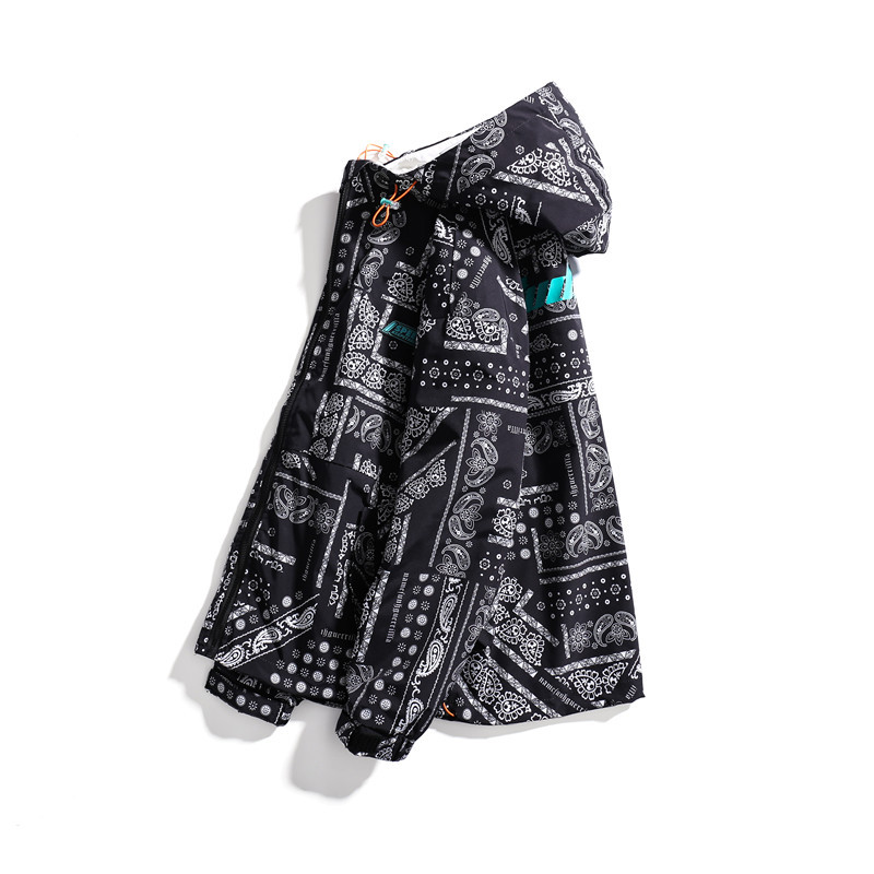 Nanxia Disguise Spring Hooded Jacket Creative Ethnic Pattern Full Print Loose Casual Tide Brand Jacket Men