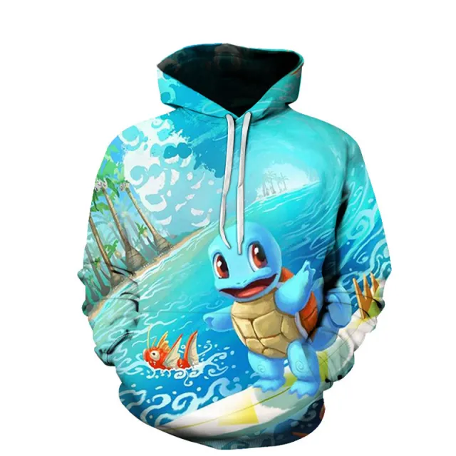 Men And Women Models Digital Printing 3D Turtle Long Sleeved Pullover Blue 1 - Shop at LoveMi