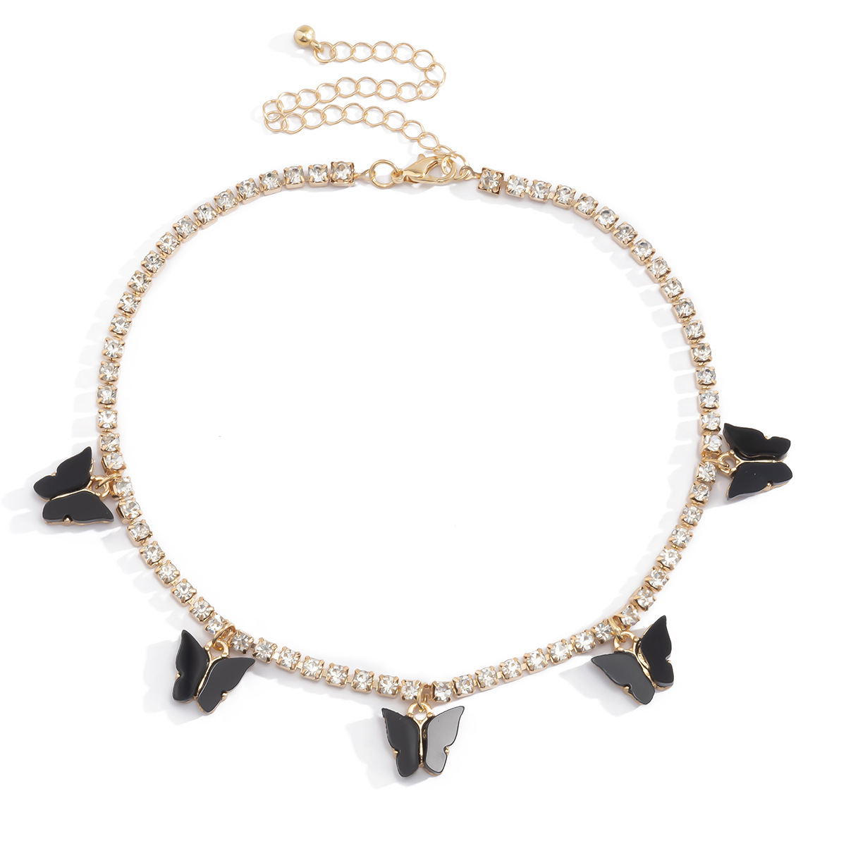 Simple Retro Claw Chain Diamond Necklace Female Acrylic Butterfly Necklace