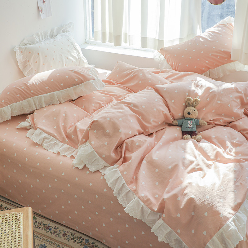 Embroidered Lace 4-piece Princess Style Pure Cotton Quilt Cover — image 1