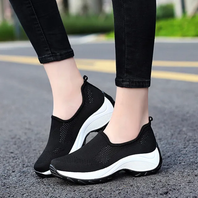 Ladies Casual Sports Mom Shoes Rocking Shoes Black - Shop at LoveMi