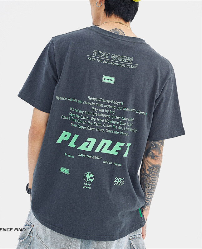 Beedee Short-Sleeved T-Shirt Male Original Tide Brand Two-Color Letter Large Area Printing Port Fashion Brand Cotton Compassionate National Tide