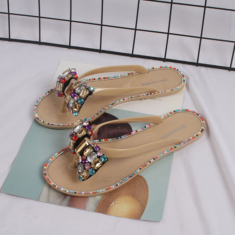 Fashionable Flat Bottom Indoor And Outdoor Wear Casual Beach Flip flops Sandals And Slippers Apricot - Shop at LoveMi