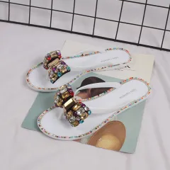 Fashionable Flat Bottom Indoor And Outdoor Wear Casual Beach Flip-flops Sandals And Slippers - White - View 1