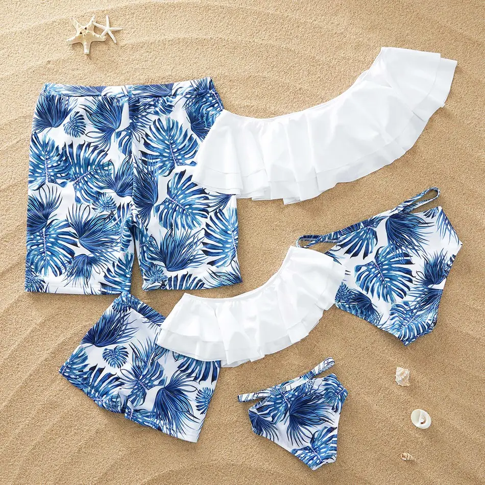 Parent-child swimsuit foreign trade family bikini white