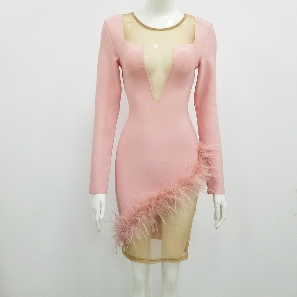 V-Neck Long-Sleeve Short Dress, picture 3 of 5