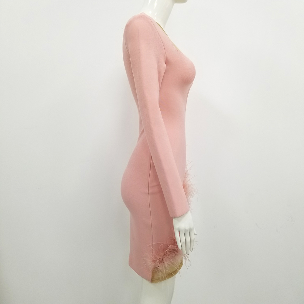 V-Neck Long-Sleeve Short Dress, picture 4 of 5