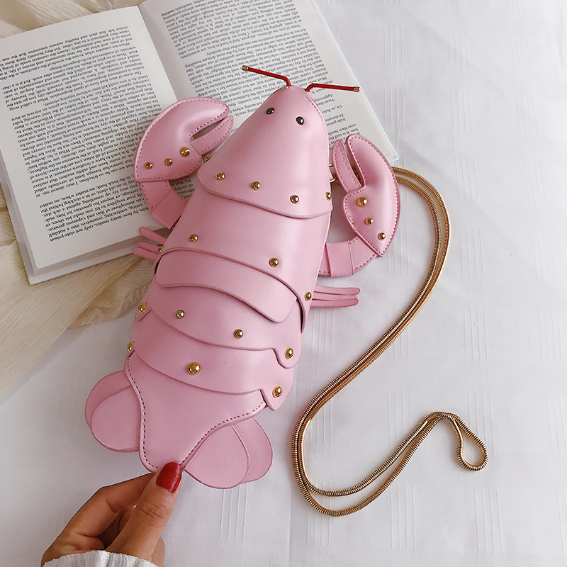 Crayfish Bag Cute Small Bag Female New Trendy Cute Messenger Bag Korean Version Of Personality Trendy Girl Bungee Bag Pink - Shop at LoveMi