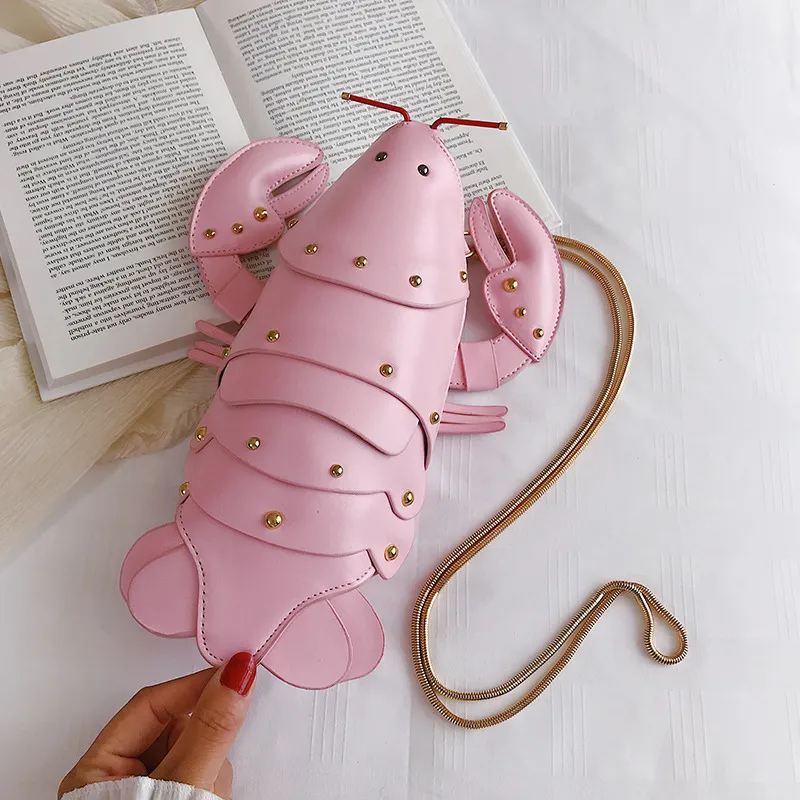 Crayfish Bag Cute Small Bag Female New Trendy Cute Messenger Bag Korean Version Of Personality Trendy Girl Bungee Bag - Pink