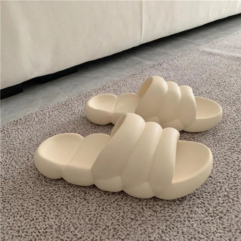Home Fashion Thick-Sled Non-Slip Slippers - Beige