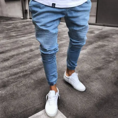 Jeans Men's Fashion Light Blue Skinny