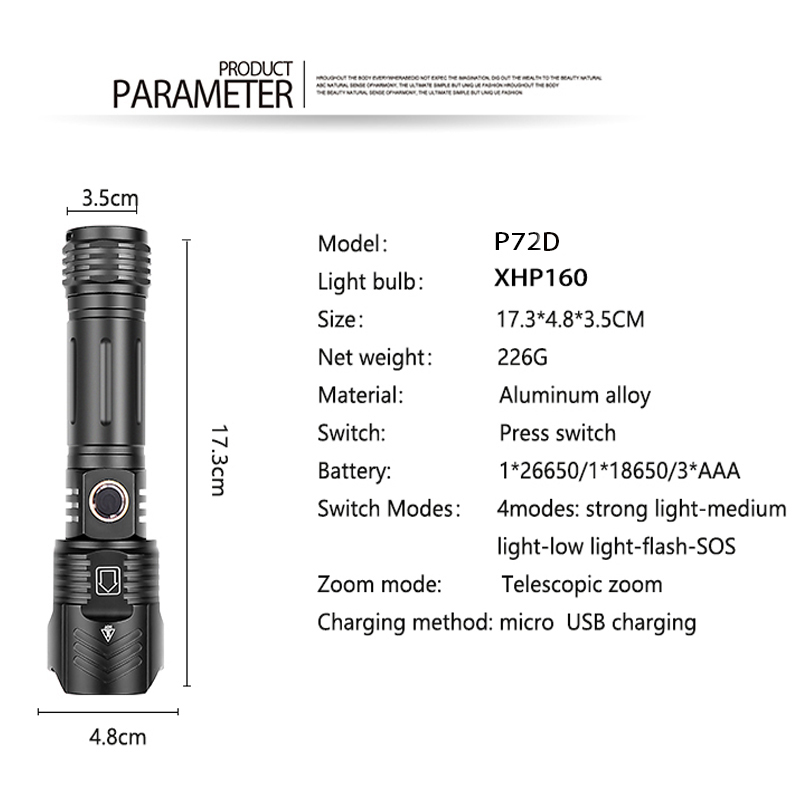 Xhp90 Usb Zoom Xhp99 Outdoor Lighting Glare Flashlight — foto 6