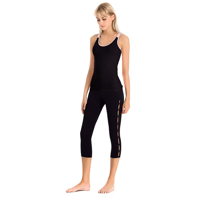 Two-piece tight-fitting hollow sports fitness suit