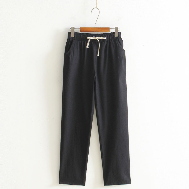 Title 2, Loose Casual Linen Cropped Trousers With Thin F...