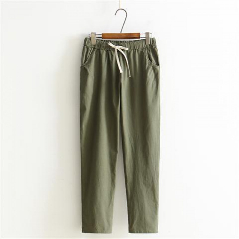 Title 3, Loose Casual Linen Cropped Trousers With Thin F...