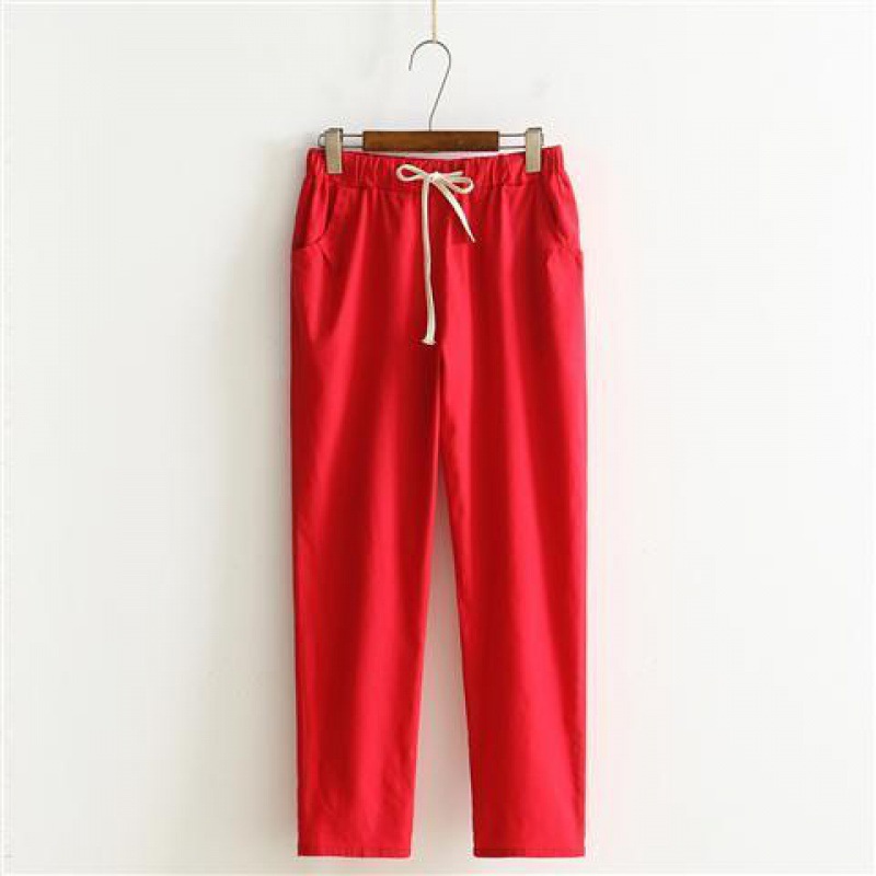 Title 4, Loose Casual Linen Cropped Trousers With Thin F...