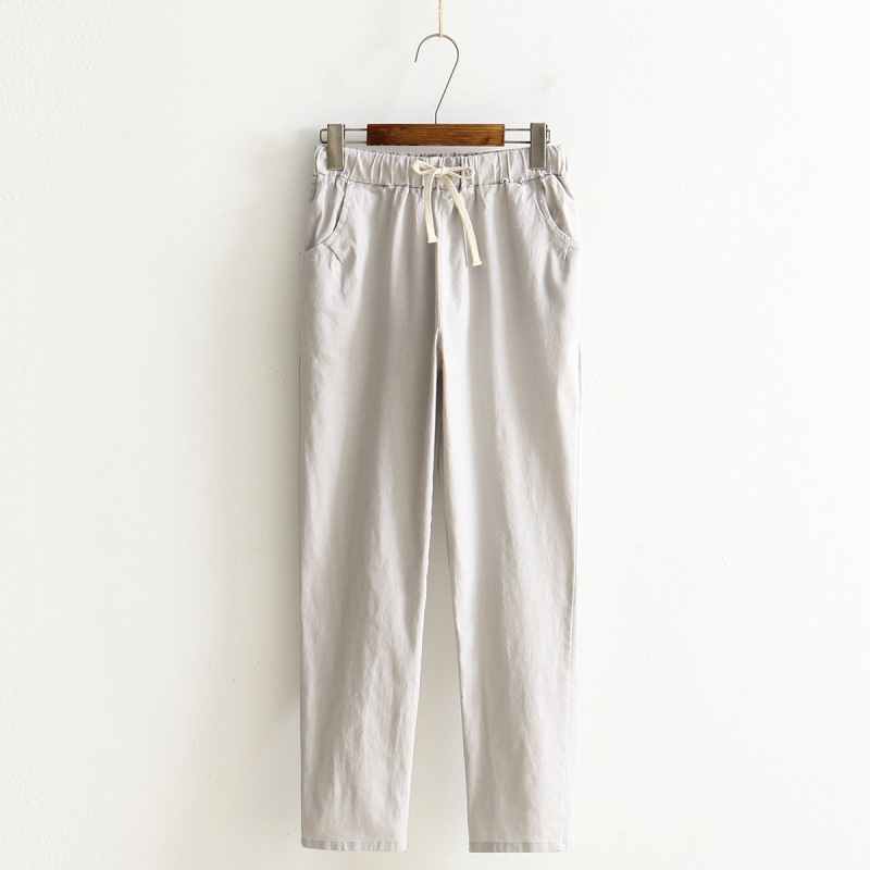 Title 7, Loose Casual Linen Cropped Trousers With Thin F...