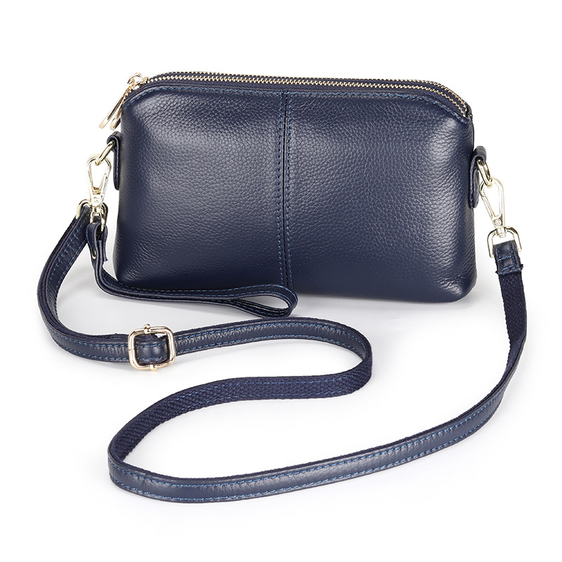 Pin Crossbody Bag Head Layer Cowhide Ladies Shoulder Bag Blue - Shop at LoveMi