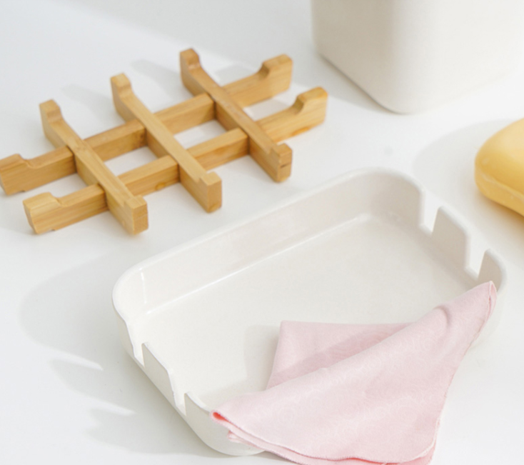 صندوق صابون إبداعي بسيط بطبقتين للحمام