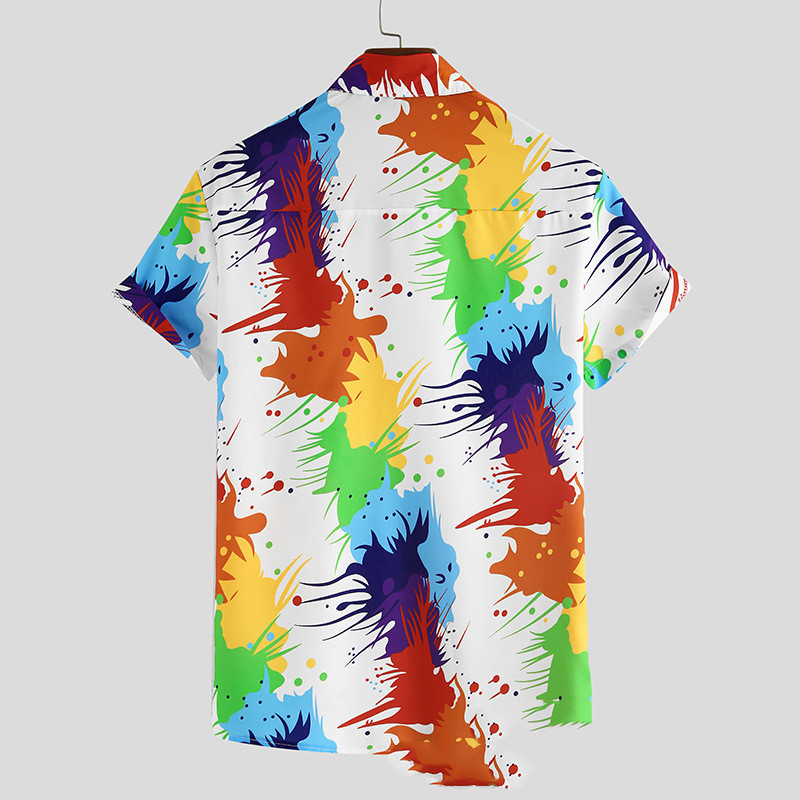 Men'S Shirts Hawaiian Shirts Color Printed Blouses