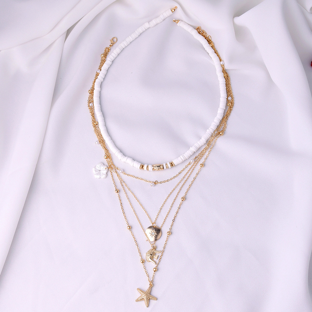 Soft Ceramic Disc Starfish Necklace Exaggerated Elephant