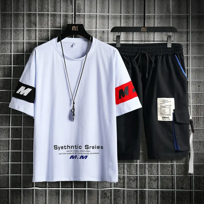 Summer Men's Sets Track Suit Casual Loose Short-sleeved T-shirt