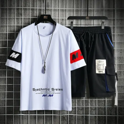 Summer Men's Sets Track Suit Casual Loose Short-sleeved T-shirt