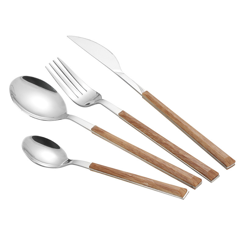 Stainless Steel Cutlery Set With Imitation Wooden Handle