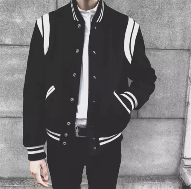 Aviator Wool Jacket Spring and Autumn Black and White