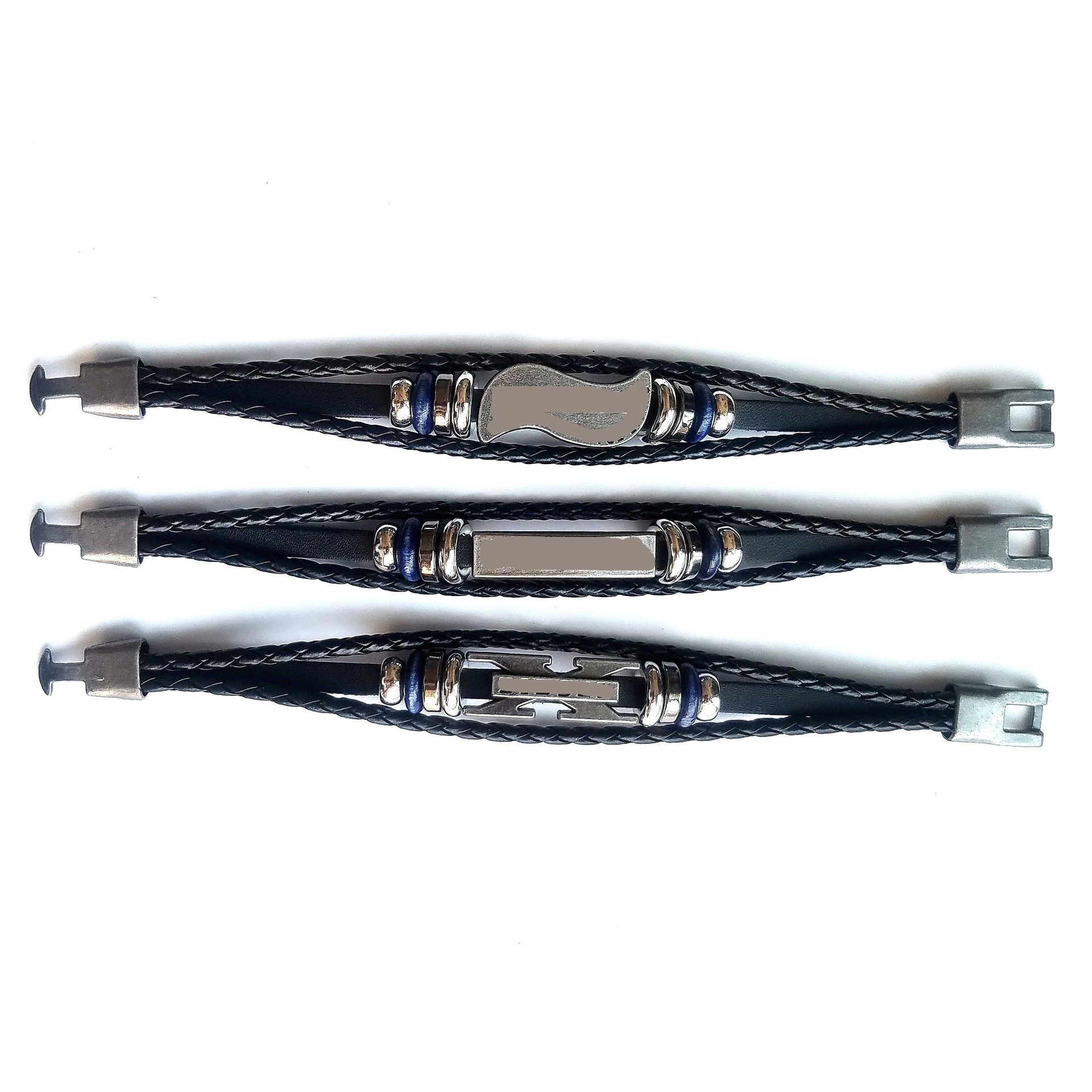 Punk Jewelry Leather Beaded Braided Rope Bracelet  Alloy Clasp Bracelet Korean Jewelry Student Bracelet