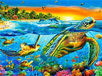 Tortoise Animal Home Decoration Embroidery Picture - Shop at LoveMi