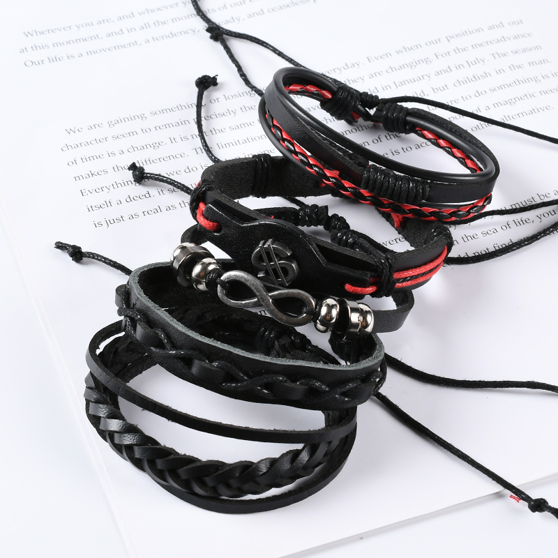 Cross Braided Leather Adjustable Suit Bracelet