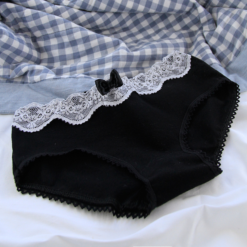 Title 7, Vintage Lace Trim Gray Black Ladies Panties Cot...