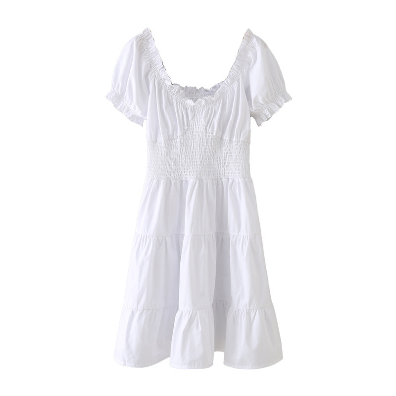 European And American Summer New Waist Elastic Laminated Dress