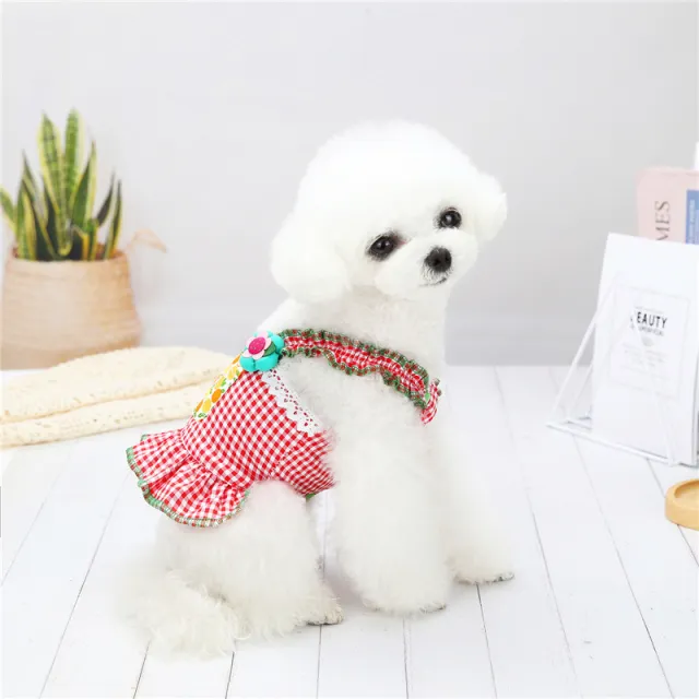 New Dog Clothes Summer Thin Flower Sling Skirt Teddy Bichon Small Dog Pet Sling Skirt Spot Red - Shop at LoveMi