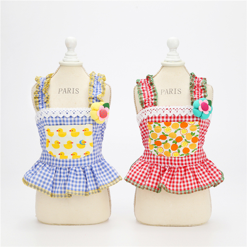 New Dog Clothes Summer Thin Flower Sling Skirt Teddy Bichon Small Dog Pet Sling Skirt Spot