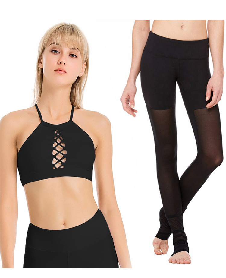 Mesh Yoga Suit Women'S Shockproof Belt Chest Pad Sports Bra Sexy Sling Tight-Fitting Beautiful Back Yoga Wear