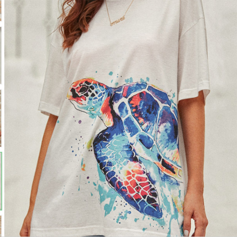 Title 1, Indie Turtle Tie-Dye Print White Short Sleeve ...