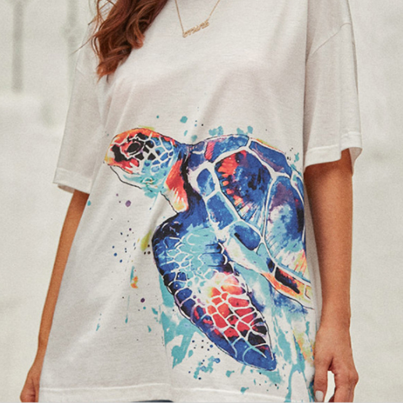 Title 4, Indie Turtle Tie-Dye Print White Short Sleeve ...