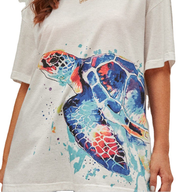 Title 3, Indie Turtle Tie-Dye Print White Short Sleeve ...