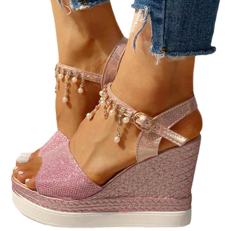 Japanese And Korean Casual Hollow Buckle Sandals Small Fragrant Wind Fish Mouth Pink Fashion Sandals Women