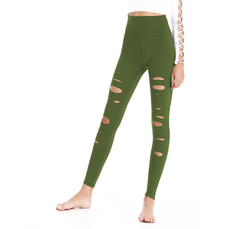 High Waist Ripped Tights, High Stretch And Quick-drying Sports Fitness Running Leisure Yoga Pants