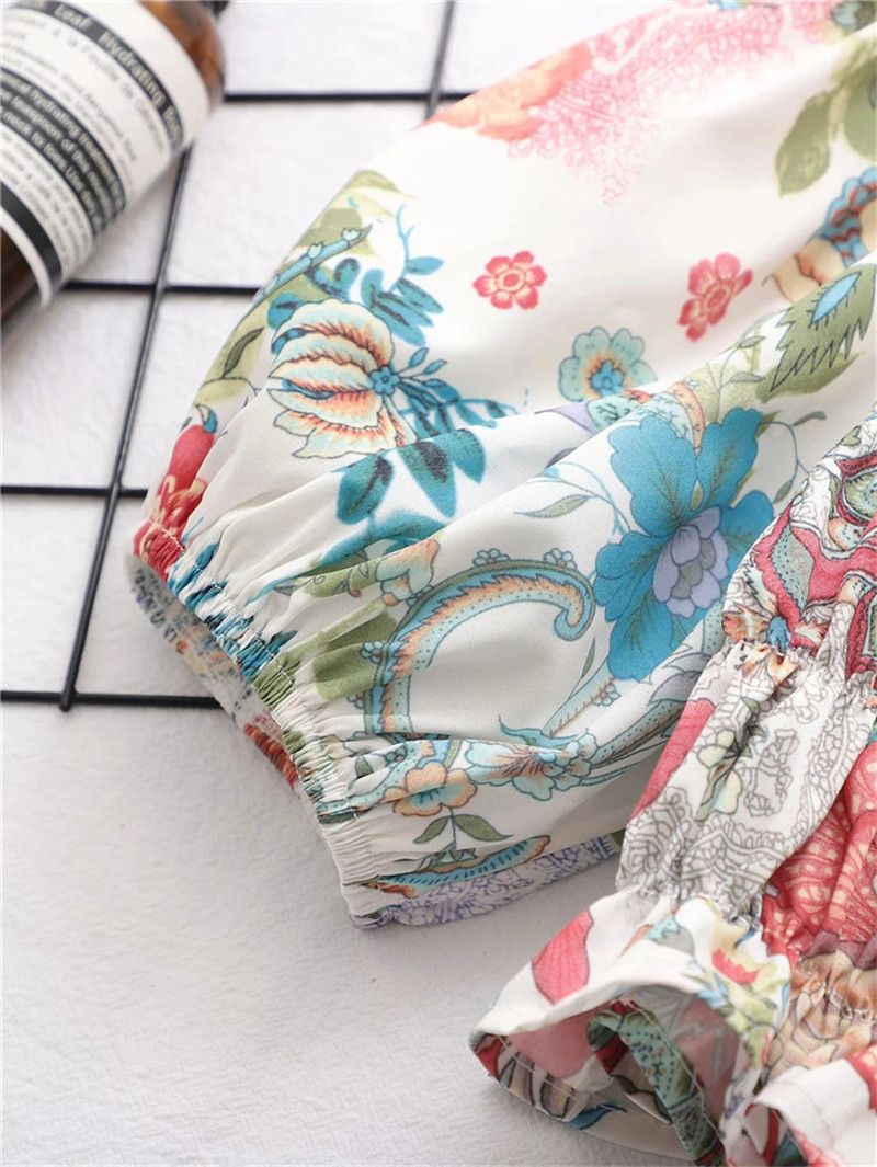 Fashion One Shoulder Design Fashion Print Chiffon Shirt