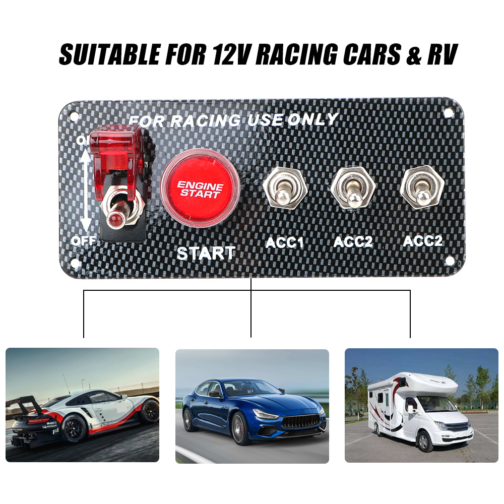 Car Refitting Five In One Combination Switch Carbon Fiber Ignition Switch Racing Integrated Ignition Switch Combination - Image 4