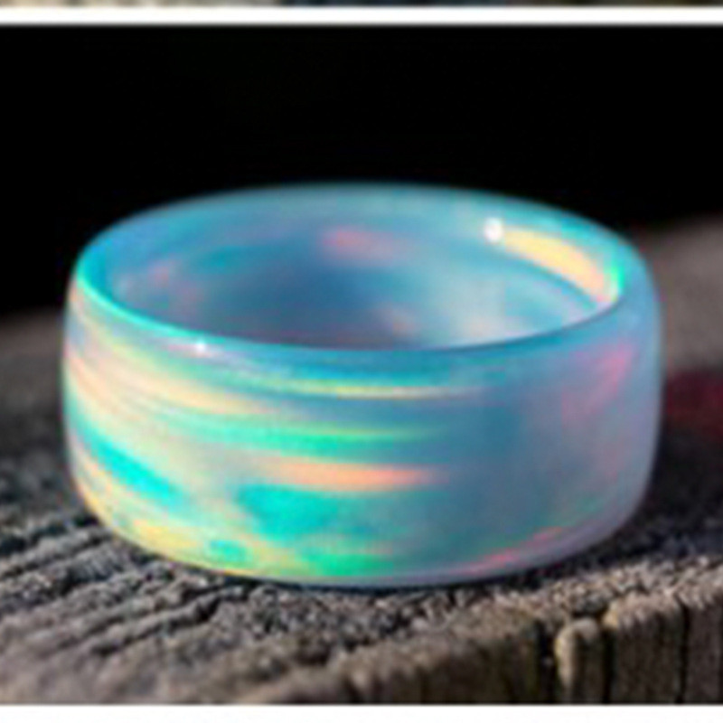 Personalized Simple Multicolored Glitter Ring Rainbow Ring