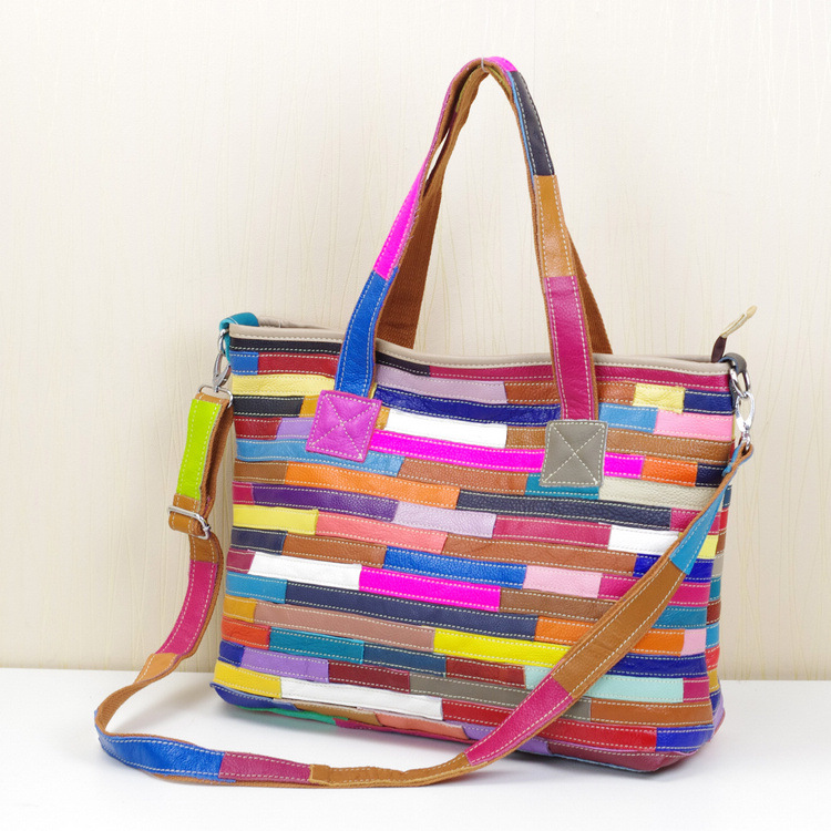 Title 1, Quality Leather Women Multi-color Stripe Random 