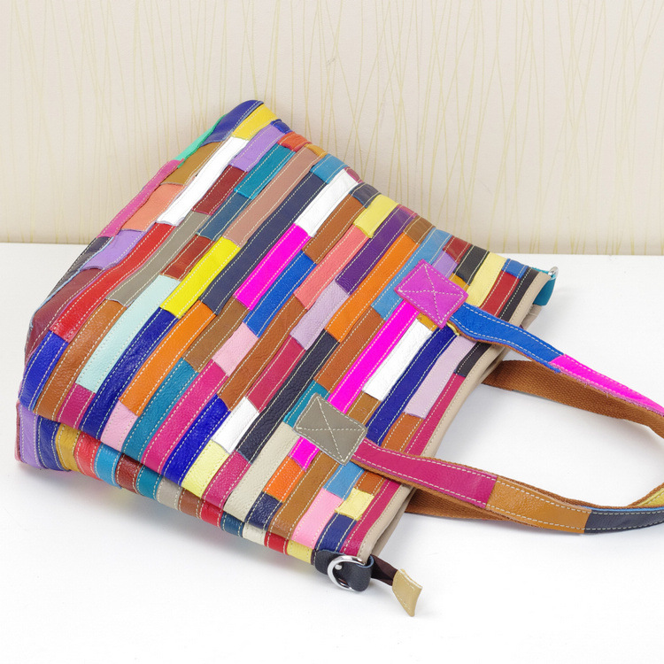 Title 4, Quality Leather Women Multi-color Stripe Random 