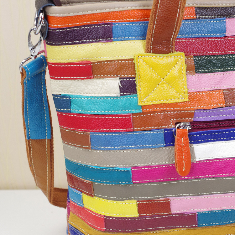 Title 5, Quality Leather Women Multi-color Stripe Random 