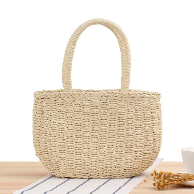 Hand Woven Bags, A New Korean Vversion Of Handmade Straw Woven Bags, Holiday Beach Woven Handbags, Leisure Beige - Shop at LoveMi